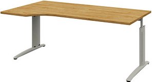 röhr Techno höhenverstellbarer Schreibtisch hickory-eiche L-Form, C-Fuß-Gestell silber 180,0 x 80,0/100,0 cm