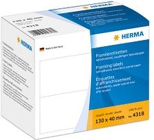 Thumbnail - 1.000 HERMA Frankieretiketten 4318 weiß 130,0 x 40,0 mm