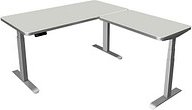 Kerkmann Move 3 Premium elektrisch höhenverstellbarer Schreibtisch lichtgrau L-Form, T-Fuß-Gestell silber 160,0 x 180,0 ...
