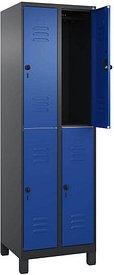 CP Spind Classic Plus enzianblau, schwarzgrau 080310-20 S10137, 4 Schließfächer 60,0 x 50,0 x 195,0 cm