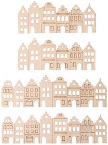 Rayher Dekoartikel natur Furnier Holzleiste Nordic Häuser, 4 St.