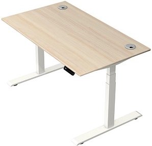 Kerkmann Move 2 Plus elektrisch höhenverstellbarer Schreibtisch ahorn rechteckig, T-Fuß-Gestell weiß 140,0 x 80,0 cm