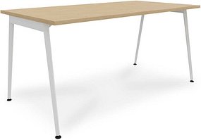 Quadrifoglio X3 Schreibtisch eiche rechteckig, 4-Fuß-Gestell weiß 160,0 x 80,0 cm