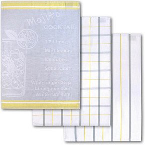 Dyckhoff Geschirrtücher Mojito Cocktail farbig kariert 50,0 x 70,0 cm, 3 St.