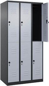 CP Spind Classic Plus schwarzgrau, weißaluminium 080300-30 S10125, 6 Schließfächer 90,0 x 50,0 x 185,0 cm