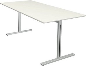 Kerkmann Form 1 Schreibtisch weiß rechteckig, T-Fuß-Gestell silber 180,0 x 80,0 cm