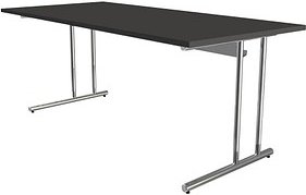 Thumbnail - Kerkmann Lago Schreibtisch anthrazit rechteckig, C-Fuß-Gestell chrom 180,0 x 80,0 cm