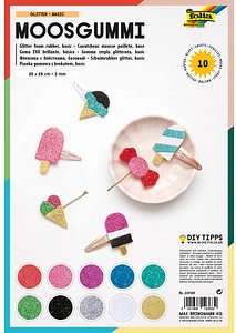 folia Moosgummi Glitter Basic mehrfarbig 10 St.
