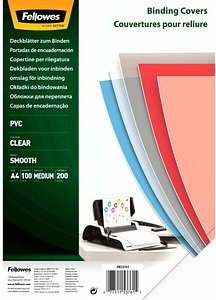 Fellowes Deckfolien für Bindemappen transparent, DIN A4 0,2 mm, 100 St.