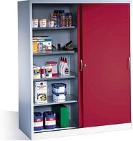 CP Metallschrank 2169-00 S10097 lichtgrau, rubinrot 160,0 x 60,0 x 195,0 cm, aufgebaut