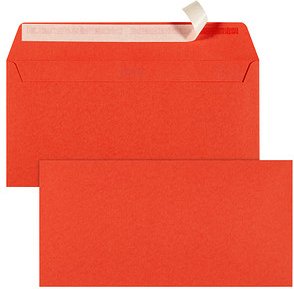 tecno Briefumschläge colors DIN lang+ ohne Fenster korallenrot haftklebend 25 St.