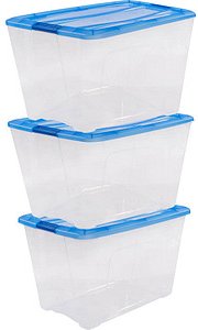 3 IRIS Ohyama Clear NTB Aufbewahrungsboxen 3x 60,0 l transparent, blau 39,5 x 57,5 x 52,5 cm