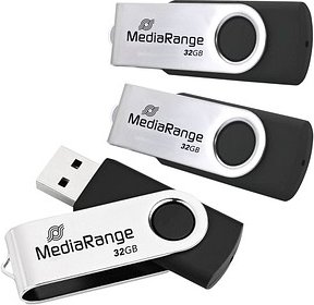 Thumbnail - 3 MediaRange USB-Sticks MR910-3 schwarz, silber 16 GB