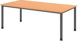 Thumbnail - HAMMERBACHER Orbis höhenverstellbarer Schreibtisch buche rechteckig, 4-Fuß-Gestell grau 200,0 x 100,0 cm