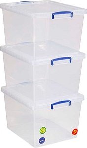 Really Useful Box Aufbewahrungsboxen 3x 33,5 l transparent 38,3 x 46,0 x 28,5 cm, 3 St.