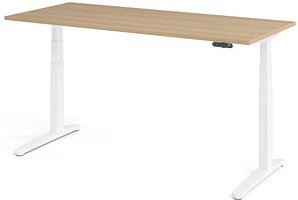 HAMMERBACHER XBHM19 elektrisch höhenverstellbarer Schreibtisch eiche rechteckig, C-Fuß-Gestell weiß 180,0 x 80,0 cm