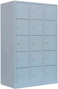 LÜLLMANN Schließfachschrank lichtgrau 523930, 15 Schließfächer 118,5 x 50,0 x 190,0 cm