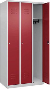 CP Spind Classic Plus lichtgrau, rubinrot 080000-30 S10018, 3 Schließfächer 90,0 x 50,0 x 185,0 cm