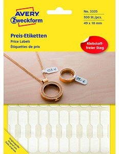 930 AVERY Zweckform Schmucketiketten 3335 weiß 49,0 x 10,0 mm