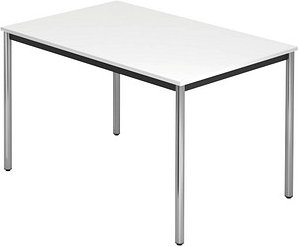 HAMMERBACHER Konferenztisch VDR12 weiß rechteckig, Rundrohr chrom, 120,0 x 80,0 x 72,0 cm