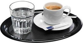Thumbnail - APS Tablett KAFFEEHAUS schwarz rund 20,0 x 26,0 cm