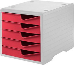 Thumbnail - styro Schubladenbox styroswingbox cranberry 275-8430.2281, DIN A4 mit 5 Schubladen