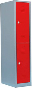 LÜLLMANN Spind feuerrot, lichtgrau 523214, 2 Schließfächer 41,5 x 50,0 x 180,0 cm
