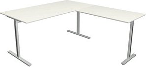 Kerkmann Form 1 Schreibtisch weiß rechteckig, T-Fuß-Gestell silber 160,0 x 80,0 cm