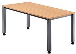 HAMMERBACHER Akandia höhenverstellbarer Schreibtisch buche rechteckig, 4-Fuß-Gestell silber 180,0 x 80,0 cm