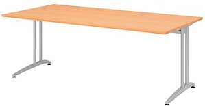 Thumbnail - HAMMERBACHER Altus Schreibtisch buche rechteckig, C-Fuß-Gestell silber 200,0 x 100,0 cm