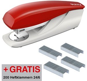 AKTION: LEITZ Heftgerät 5500 rot, 1 St. + GRATIS 200 Heftklammern 24/6 mit Prämie nach Registrierung