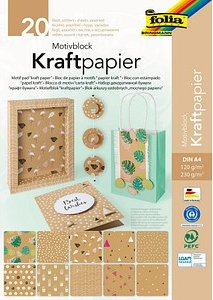 Thumbnail - folia Motivblock Kraftpapier 1 farbsortiert 120/230 g/qm 20 Blatt