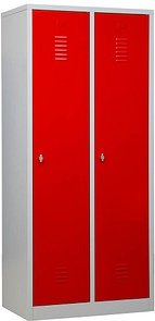 Gürkan Spind lichtgrau, feuerrot 104054, 2 Schließfächer 80,0 x 50,0 x 180,0 cm