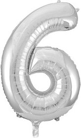 Thumbnail - Idena Folienballon Zahl 6 silber, 1 St.