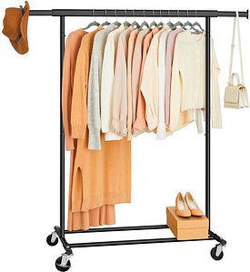 SONGMICS Rollgarderobe schwarz Metall 92,0 - 132,0 x 160,0 cm