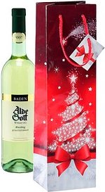 Thumbnail - 5 SIGEL Geschenktüten für Flaschen Sparkling Tree rot/weiß 10,0 x 35,0 cm