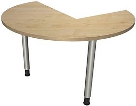 fm Konferenztisch fastline königsahorn rund, Rundrohr silber, 120,0 x 120,0 x 62,0 - 85,0 cm