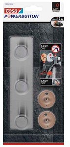 tesa Handtuchhaken Powerbutton Classic Hakenleiste silber, 1 St.