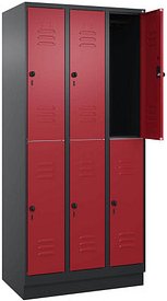 CP Spind Classic PLUS rubinrot, schwarzgrau 080320-30 S10124, 6 Schließfächer 90,0 x 50,0 x 195,0 cm