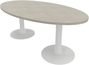 Quadrifoglio Konferenztisch Idea+ beton oval, Säulenfuß weiß, 200,0 x 110,0 x 74,0 cm