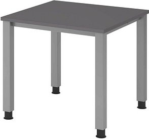 HAMMERBACHER QS08 höhenverstellbarer Schreibtisch grafit quadratisch, 4-Fuß-Gestell silber 80,0 x 80,0 cm
