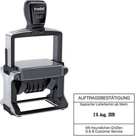 trodat Datumstempel mit Text individualisierbar 5480 selbstfärbend schwarz mit Logo, 1 St. - Nachträglich per Gutschein...