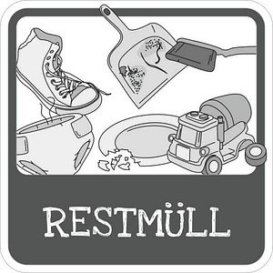 Thumbnail - SafetyMarking® Hinweisschild "Mülltrennung Restmüll" quadrat 10,0 x 10,0 cm, 1 St.
