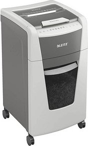 AKTION: LEITZ IQ Autofeed Small Office 300 Aktenvernichter mit Partikelschnitt P-5, 2 x 15 mm, bis 300 Blatt, weiß mit 8...