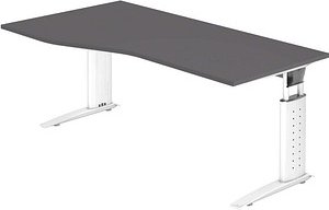 HAMMERBACHER US18 höhenverstellbarer Schreibtisch grafit Trapezform, C-Fuß-Gestell weiß 180,0 x 100,0 cm