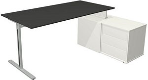 Kerkmann Form 1 Schreibtisch anthrazit, weiß rechteckig, T-Fuß-Gestell silber 160,0 x 80,0 cm