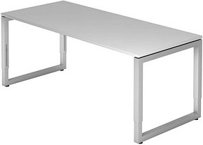 Thumbnail - HAMMERBACHER RS19 höhenverstellbarer Schreibtisch lichtgrau rechteckig, Kufen-Gestell silber 180,0 x 80,0 cm