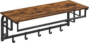 VASAGLE Wandgarderobe braun Holz 5 Haken 80,0 x 27,0 cm