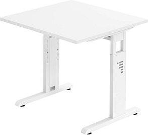 HAMMERBACHER OS 08 höhenverstellbarer Schreibtisch weiß quadratisch, C-Fuß-Gestell weiß 80,0 x 80,0 cm
