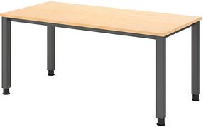 Thumbnail - HAMMERBACHER QS16 höhenverstellbarer Schreibtisch ahorn rechteckig, 4-Fuß-Gestell grau 160,0 x 80,0 cm